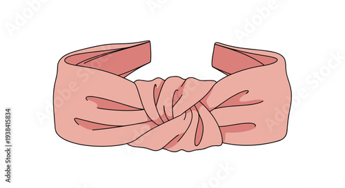 Pink fabric knotted headband accessory for hair styling and fashion isolated on a white background.