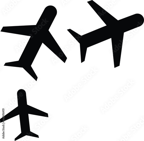 Airplane Silhouette Icon Set.