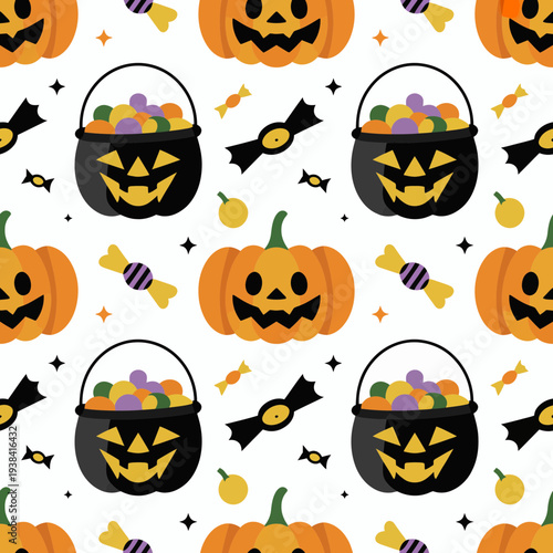 Halloween candy bucket pumpkin pattern trick or treat jack o lantern sweets