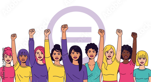 Diverse group of women celebrating equality and empowerment together.