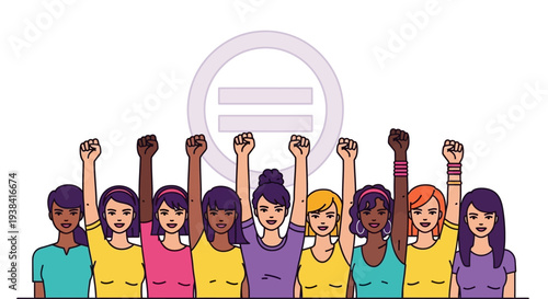 Diverse group of women celebrating equality and empowerment together.