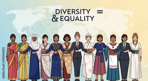 Diverse group of women celebrating equality and empowerment together.