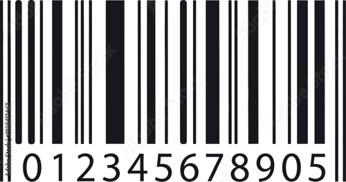 Simple black and white universal product code barcode graphic isolated on white background