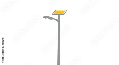 Street light pole with yellow sign.