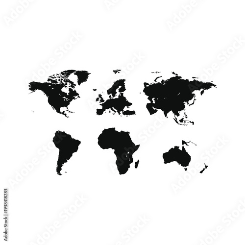 World map silhouette showing all continents as global representation