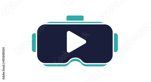 Virtual reality headset play button icon.