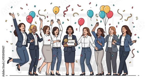 Diverse group of women celebrating equality and empowerment together.