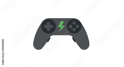 Wireless Gaming Controller with Green Lightning.