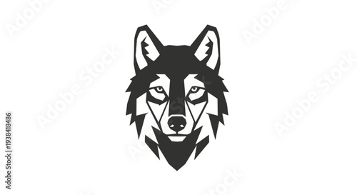 Wolf head in black and white.