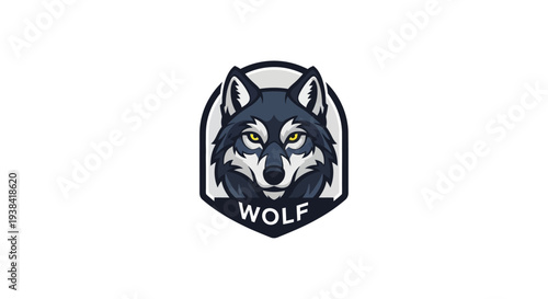 Wolf head logo with text.