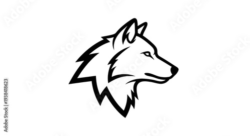 Wolf head profile black line art.