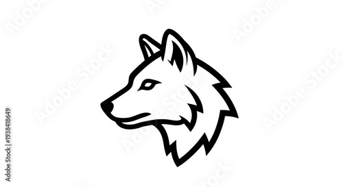 Wolf head profile black line art.