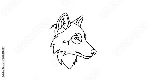 Wolf head profile cartoon drawing.