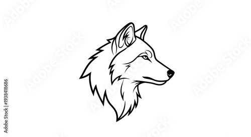Wolf head profile illustration drawing.