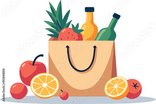 sacco sacchetto di frutta verdura cibo alimenti vettoriale	