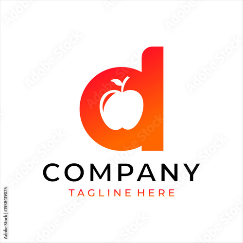 A logo that combines an apple and the letter D. This logo is perfect for a food business.
