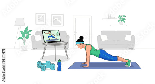 Woman doing push up exercise.