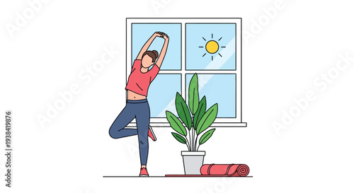 Woman doing yoga in standing pose.