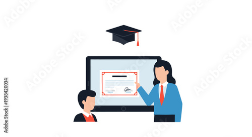 Woman teacher and student in education.