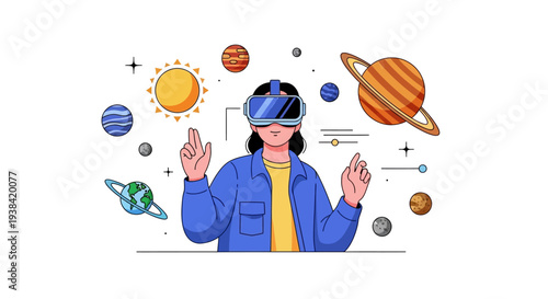 Woman wearing virtual reality headset.