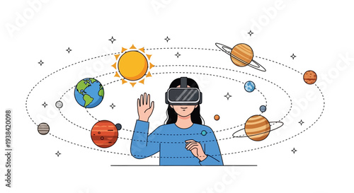 Woman wearing virtual reality headset.