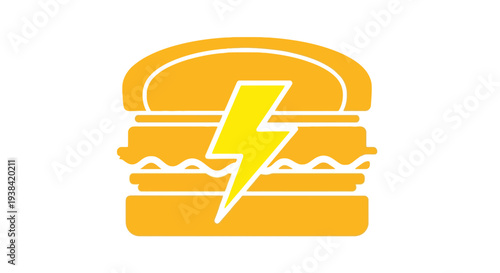Yellow Burger Icon with Lightning Bolt.