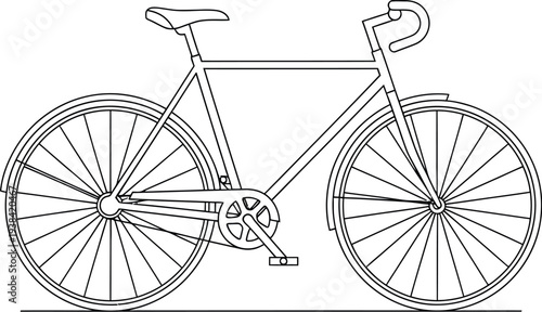 Minimalist line art illustration of a classic bicycle for cycling.