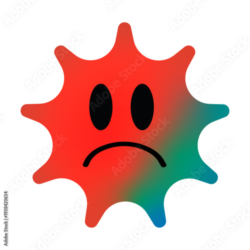 Sad virus bacterium emoticon feeling unwell concept