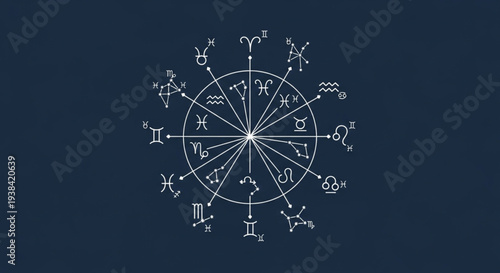 Astrology Zodiac Wheel Symbols Celestial Horoscope Circle.