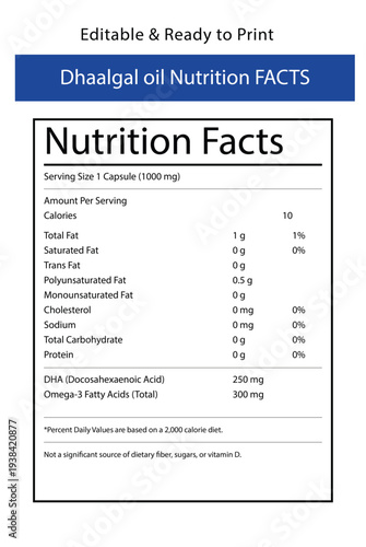 Dhaalgal oil nutrition facts label nutrition information template
