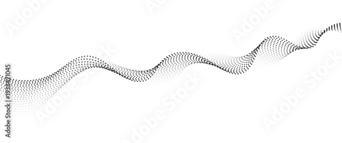 Flowing Dot Wave halftone gradient pattern on transparent background

