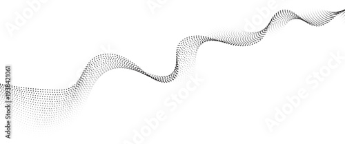 Flowing Dot Wave halftone gradient pattern on transparent background
