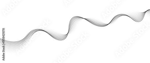 Flowing Dot Wave halftone gradient pattern on transparent background
