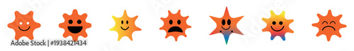 Sun-like emoji faces expressing various emotions