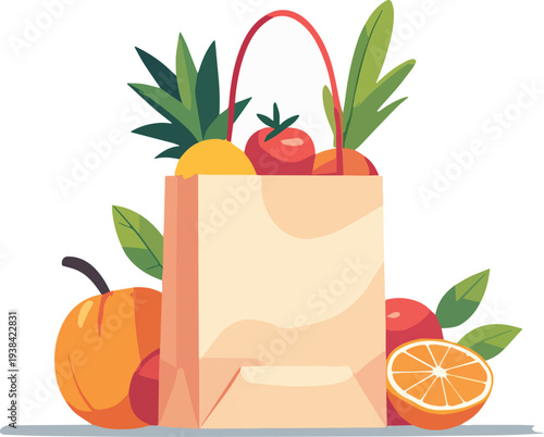 sacco sacchetto di frutta verdura cibo alimenti vettoriale	