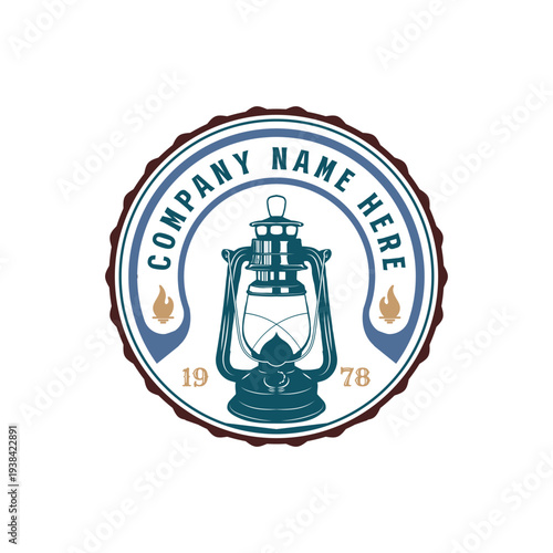 Vintage Kerosene Lantern Logo Badge For Classic Lighting Brand