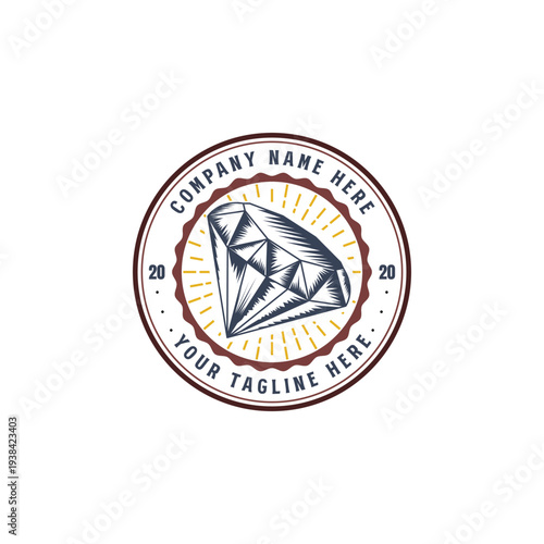 Luxury Diamond Vintage Badge Logo Design Template