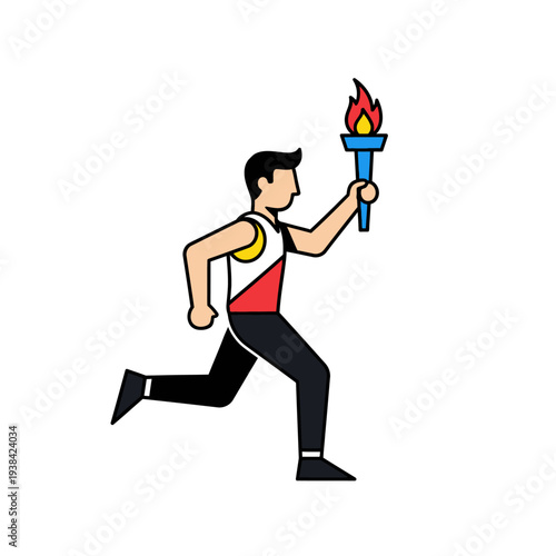 Athlete Running with Olympic Torch