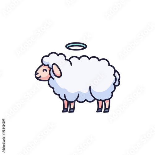 flat semi-flat vector icon of a cute sheep symbolizing Eid al-Adha sacrifice