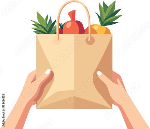 sacco sacchetto di frutta verdura cibo alimenti vettoriale	