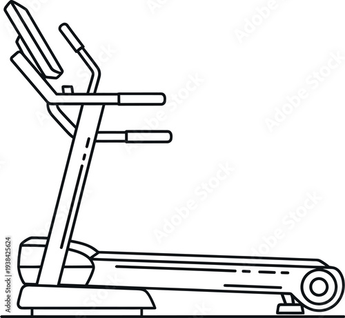 Outline vector icon of a fitness treadmill, perfect for health and exercise concepts.