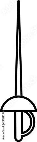 Stylized epee fencing sword vector icon isolated on a clean white background.