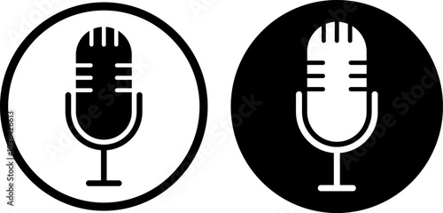 Modern microphone icons for recording and broadcasting