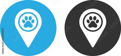 Pet location icons with paw print markers