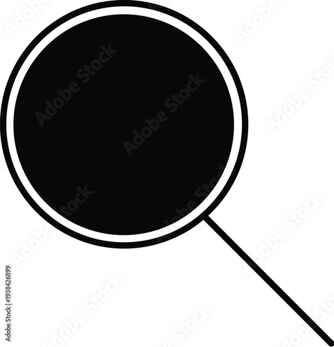 A simple black magnifying glass icon on a white background