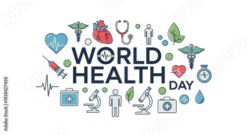 World health day medical icons and symbols illustration