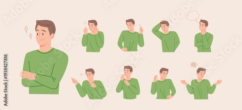 Illustration of a man in various poses and expressions