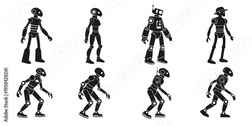 Illustration of a person walking with different styles and postures Vector
