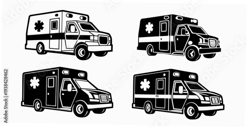 A diverse collection of vintage and modern recreational vehicles parked in a row Vector