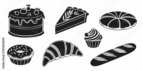 Assorted delicious desserts featuring cakes and pastries Vector